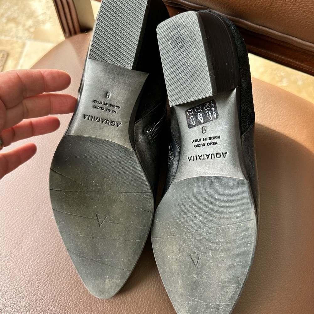 AQUAITALIA Black Leather/suede ankle booties US8 - Picture 7 of 7